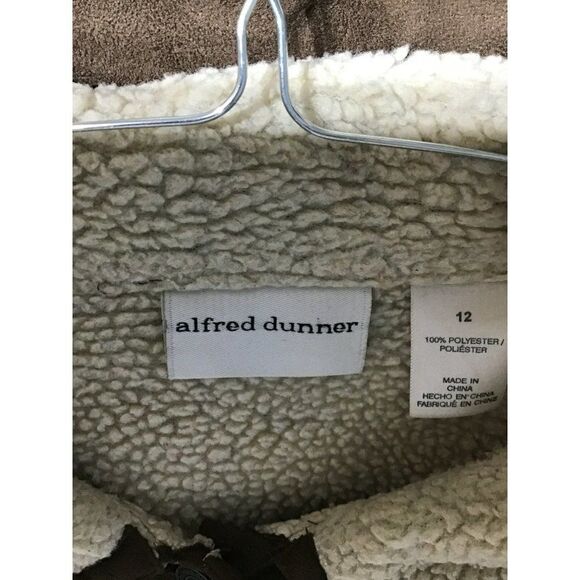 Alfred Dunner Faux Suede Jacket Brown Size 12 - Picture 5 of 6